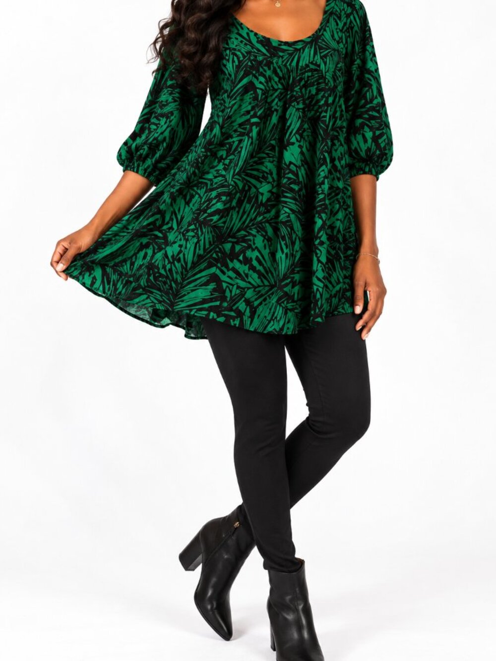 Tropical Resort Boho Leaf Print Tunic Top – Veronica M Size Small